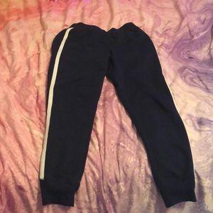 White and blue pajama bottoms